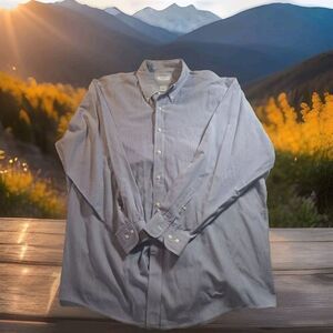 BROOKS BROTHERS 346 BLUE STRIPED DRESS SHIRT MENS 17.5 34/35 933